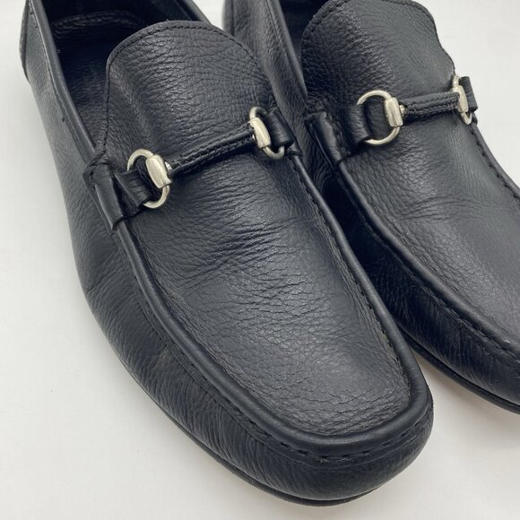 Sandro Moscoloni Sorrento Horsebit Loafer 12D Black Soft Pebbled Leather Slip On - Picture 6 of 14